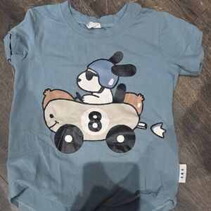 Huxbaby Blue Kids Shirt with Racing Graphic